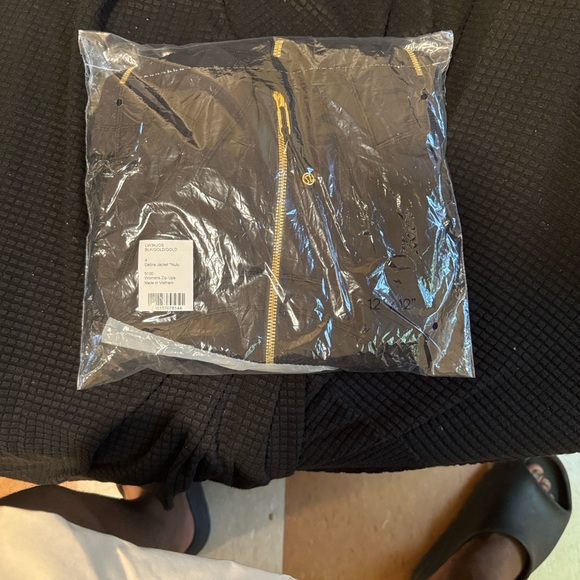 LULU Black define  Zip-Up Jacket with Gold Accents - Picture 1 of 1